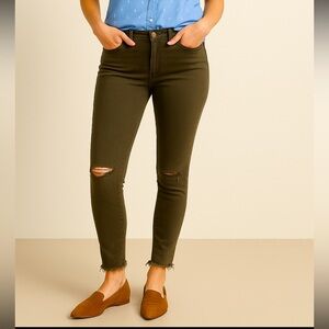Lucky Brand Lolita Skinny Ankle Jeans Women’s 8/29 Olive Green Distressed Hem